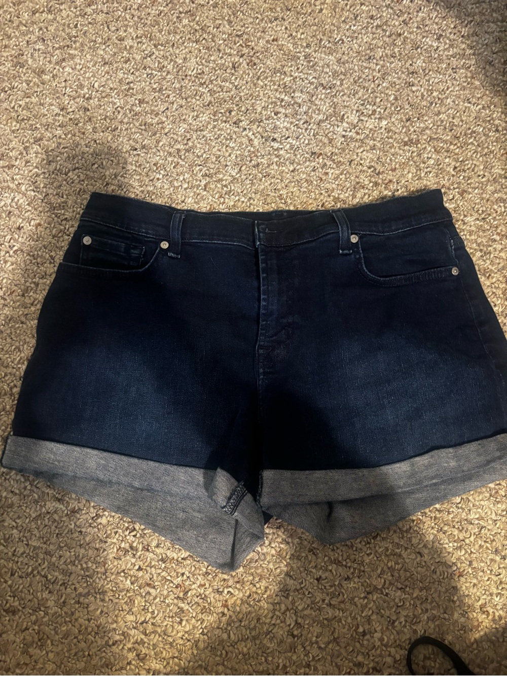 7 for Mankind Dark Wash Women's Denim Roll-Cuff Shorts